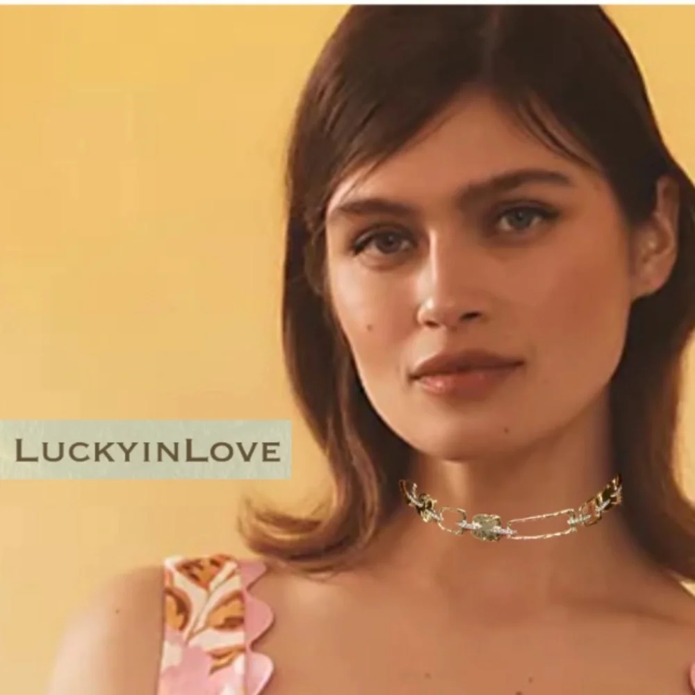 ALEXIS BITTAR • Gold Silver Chain Link Crystal Abstract Buckle Choker Necklace